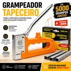 Kit Grampeador para Tapeceiro +5000 GRAMPOS Manual Profissional Estofador Tapecaria