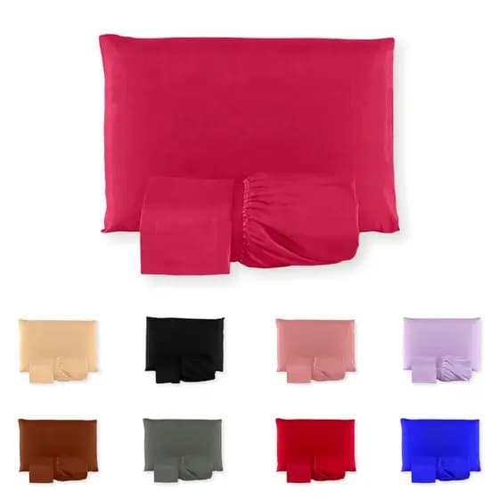 Jogo Lençol De Cama Casal 3 Peças Liso C/ Elástico Promoção Melho Preço