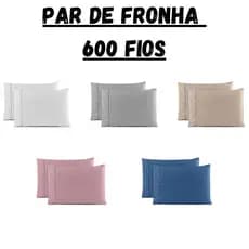 Par de Fronhas 600 Fios Aveludado Ponto Palito 50x70cm Percal Extra Macio Super Confortável Elegante
