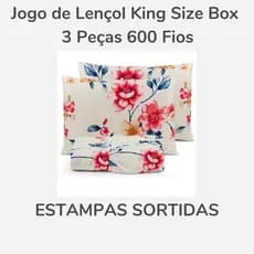 Jogo de Lençol King Size 3 Peças 600 Fios Toque Aveludado Estampado Cama Box 1,93x2,03x30
