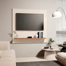 Painel Tv 32' Rack Para Quarto Ou Sala Suspenso Dubai Ripado