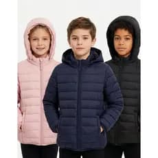 Jaqueta Infantil Peluciada Bobojaco Puffer Casaco De Inverno Impermeável Com Capuz