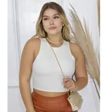 Cropped Feminino Canelado Regatinha Básica Lisa