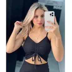 Cropped Feminino Top Canelado com Bojo Tecido Premium