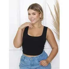 Cropped Feminino Canelado Regata Alça Grossa Forrado Tecido Premium