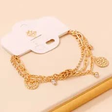 Pulseira Berloque Feminina com Pingentes Delicados – Corrente Ajustável Dourada