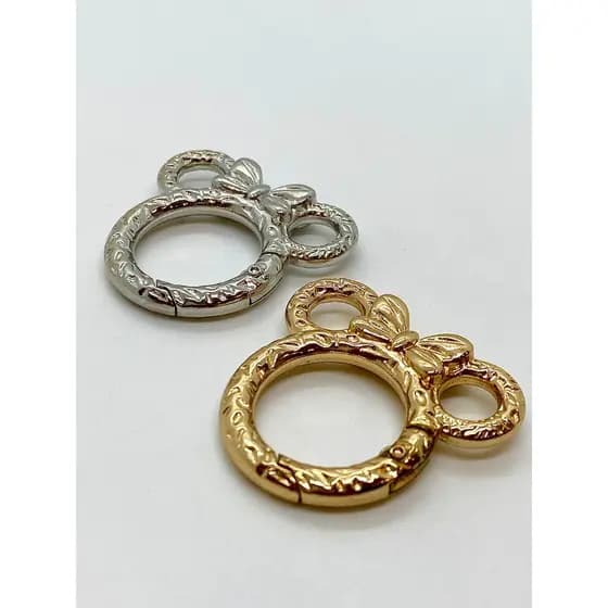 KIT 10 Mosquetão Fecho Chaveiro Mickey 37mm PRATA E DOURADO Argola Articulada