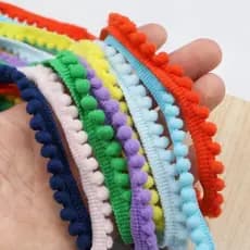 Fita Pompom 4mm 25 Metros para Artesanato, Costura, Tricô, Crochê.