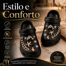Sandália Feminina EVA Macia com Kit Acessórios Preto