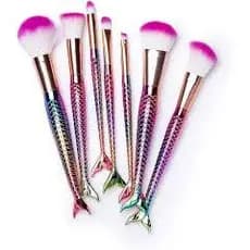 Kit 4 Pincel Sereia de Maquiagem Para Sobra Blush Contorno Pó