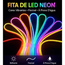 Fita de Led Neon 5 Metros Com Fonte Sem Fonte IP65 Flexível Mangueira Faixa De Luz De Formato Criativo