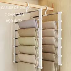 Cabides 7 Divisório Para Calças Toalhas Cachecóis Organizador De Roupa Aço Inox Reforçado Resistente