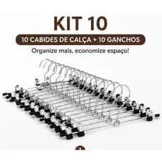 Cabide de Calça Premium Cromado Com Presilhas Fortes Antiderrapante Economia de Espaço