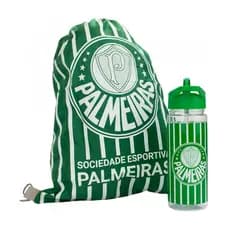 Garrafa Plástico 450ml Com Mochila Tipo Saco - Palmeiras OFICIAL