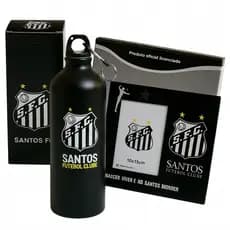 KIT PRESENTE DIA DOS NAMORADOS SANTOS F.C GARRAFA ALUMINIO E PORTA RETRATO OFICIAL
