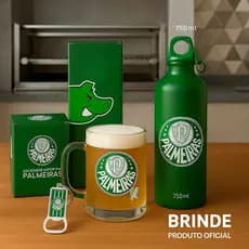 KIT PRESENTE DIA DOS NAMORADOS PALMEIRAS OFICIAL GARRAFA ALUMINIO CANECA VIDRO AMIGO SECRETO NATAL PALMEIRAS