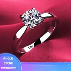 18K Anéis De Ouro Branco Para As Mulheres 2.0ct Rodada Cut Zirconia Diamante Solitaire Anel Wedding Engagement Nupcial