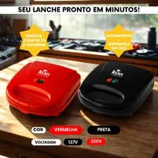 Torradeira Sanduicheira e Grill Kian 2 em 1 127V ou 220V Antiaderente Compacta