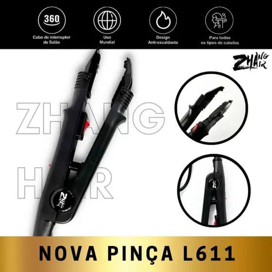 Pinça Para Mega Hair Curva Premier Controle De Temperatura Zhanghair L611