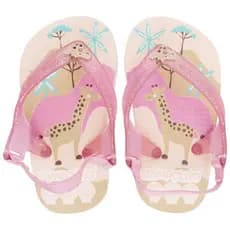 Chinelo Bebê Infantil com Elástico Girafa Sandália Praiana Menina Baby Tamanho 17 a 23 Pimpolho