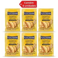 Kit 6 Fermento Fleischmann Instantâneo Biológico Seco 10g Massa Salgada