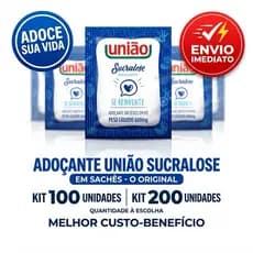 Adoçante União Sucralose Sache 600mg Dietético em Pó - Kit C/ 100 e 200 un