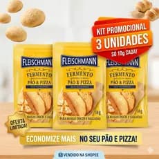 3 Fermento Instantâneo Biológico Seco 10g - Fleischmann