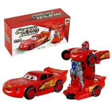 Brinquedo Carrinho Relâmpago Mcqueen Carro Vira Robô Emite Luz Som
