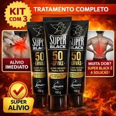 Kit 3un Pomada Massageadora Super Black 50 Ervas 150g Kinature - Bio instinto Dor Muscular Costas