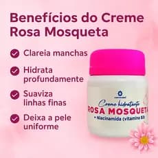 Creme Rosa Mosqueta Hidratante e Clareador Natural com Vitamina B3 | Hidratação e Luminosidade