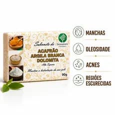 Sabonete Natural de Açafrão, Argila Branca e Dolomita BIONATURE – Limpeza, Clareamento e Hidratação