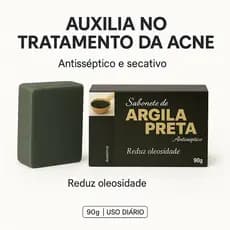 Sabonete Facial de Argila Preta Antiacne | Controle de Oleosidade e Cravos Tratamento para Acne