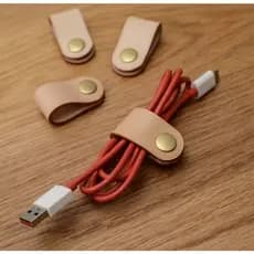 *PROMOÇÃO SHOPEE*  KIT com 10 Unidade Organizador De Fios , Fio , Cabo , Cabos , Fone De Ouvido e Periféricos Fabricação Em Couro Legítimo Cores para Revenda