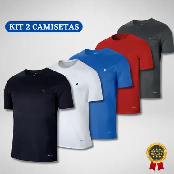 Kit 2 Camisetas Dry Fit Plus Size Masculina Logo Z casual para Treino/Academia/ Lazer/Caminhada/