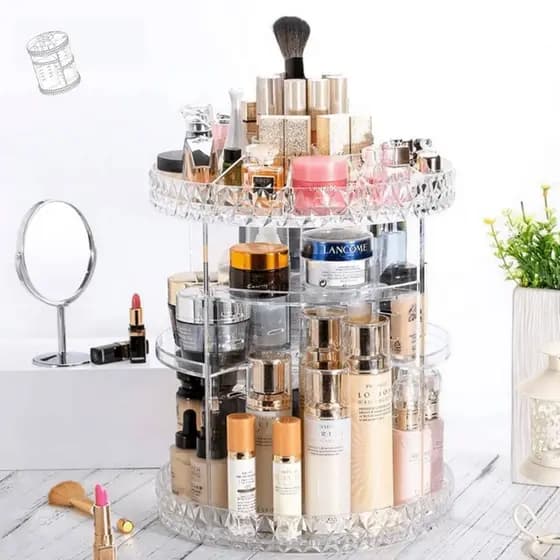 Organizador de maquiagem Acrílico  Giratório 360º Suporte Para Cosméticos