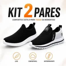 Kit 2 Pares Tênis Feminino Casual Confortável Dia Dia Caminhada Academia Trabalho Leve