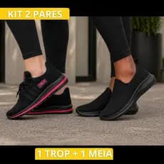 Kit 2 Pares Tênis Feminino Confortável Academia Caminhada Dia a Dia