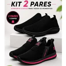 Kit 2 Pares Tênis Feminino Academia Caminhada Dia Dia Conforto Qualidade Casual