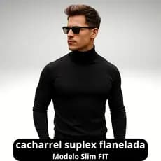 Cacharrel FLANELADA Blusa de Gola Alta Masculina Manga Longa Frio