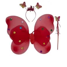KIT Cosplay Borboleta Asa Varinha Fada e Tiara Colorido CP1528