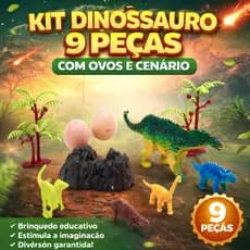Kit Dinossauro 9 Peças Brinquedo Infantil Ovo + Acessórios