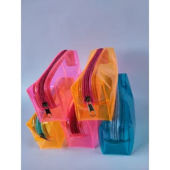 Estojo escolar / plástico cristal transparente colorido Porta lápis e canetas