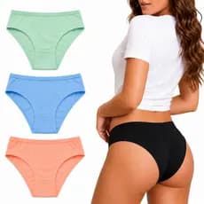 Kit Calcinha Feminina Adulto 100% Algodao Basica Cores Lisas