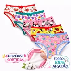 Kit Calcinha Infantil Menina Estampada Microfibra com Forro 100% Algodão Confortável