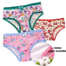 Kit Calcinha Menina Moça Calcinha Microfibra Forro 100% Algodão Estampas Lindas