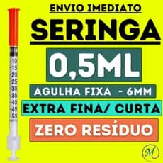 30 Seringas insulina 0,5ml (50ui) c/ Agulha Fixa 6X0,25 CURTA, EXTRA FINA - Botox, Horm. etc - VP
