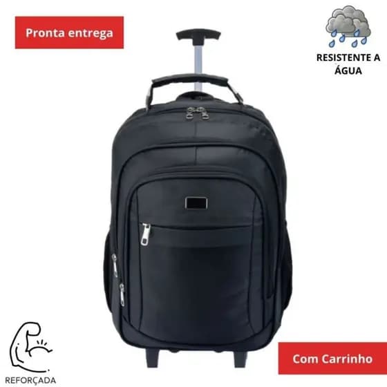 Mochila Rodinha Reforçada Com Cabo Executiva Escolar Trabalho