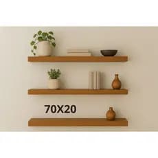 Prateleira 70x20 amadeirada freijó MDF 25mm com suporte invisível decorações quarto sala escritório