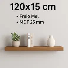 Prateleira Freijó MDF 25mm 120x15 cm – Suporte Invisível | Sala Cozinha Escritório