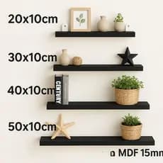 Prateleiras Preta MDF 15mm 20x30x40x50 com suporte invisível decorações de quarto sala cozinha